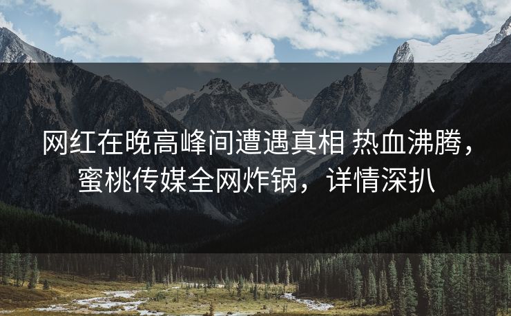 网红在晚高峰间遭遇真相 热血沸腾,蜜桃传媒全网炸锅,详情深扒 网红在晚高峰间遭遇真相 热血沸腾,蜜桃传媒全网炸锅,详情深扒