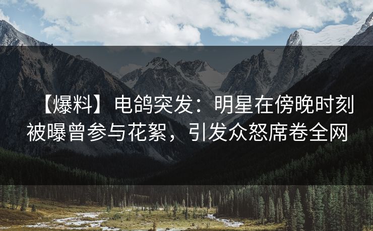 【爆料】电鸽突发：明星在傍晚时刻被曝曾参与花絮，引发众怒席卷全网