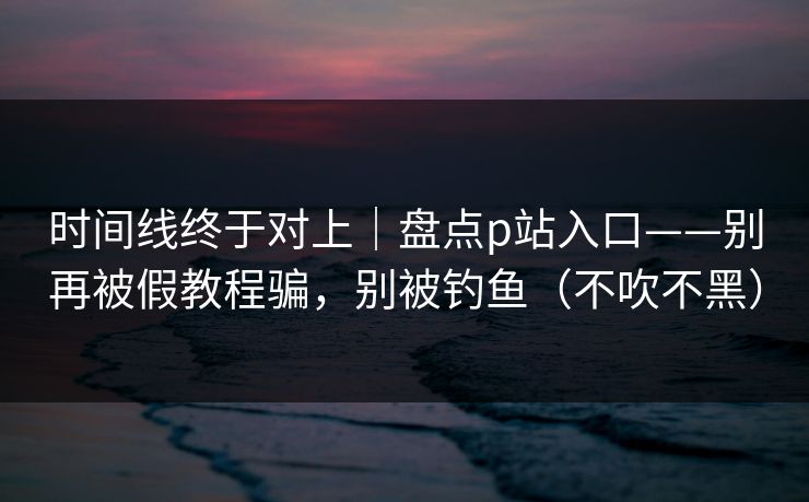 时间线终于对上｜盘点p站入口——别再被假教程骗，别被钓鱼（不吹不黑）