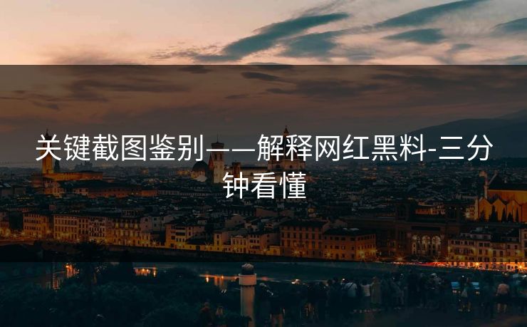 关键截图鉴别——解释网红黑料-三分钟看懂